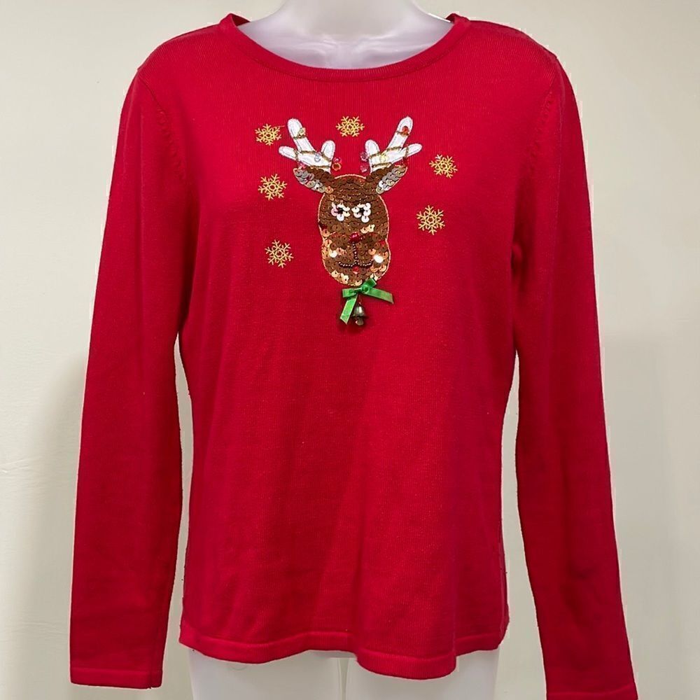 K.B. Collections Reindeer blouse.  Size S.  4/6